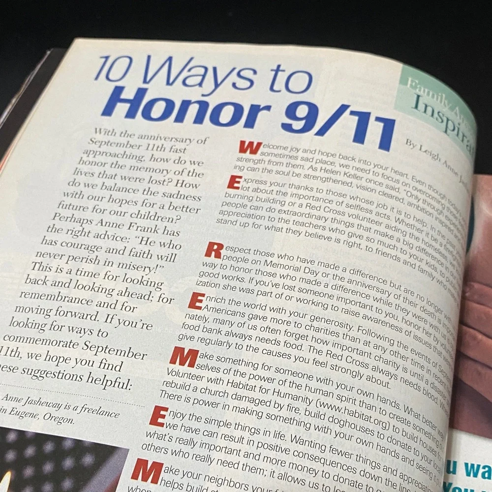 Family Circle September 2002 Honoring 9/11 Magazine